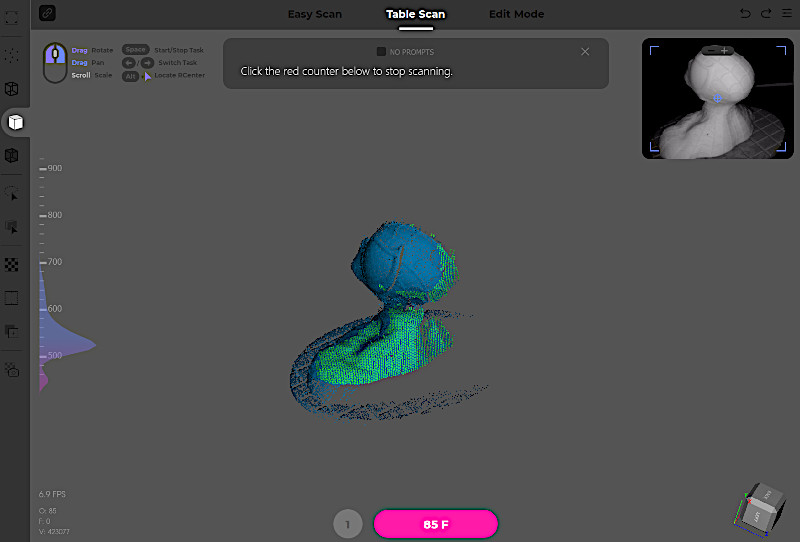3D Scanning in Process - Preview in JMStudio