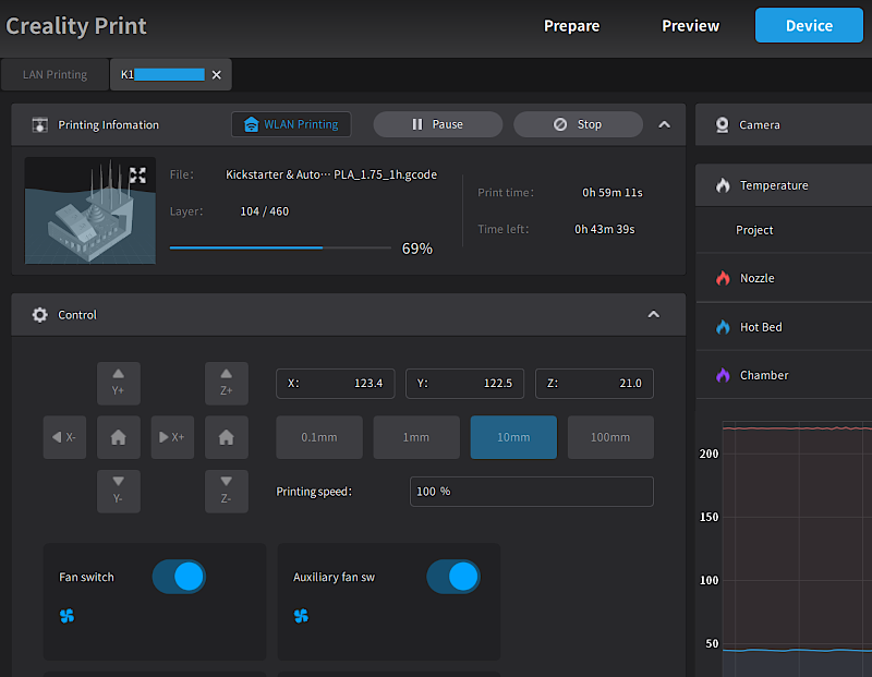 Creality Print Slicer Software Live Printing Settings and Preview