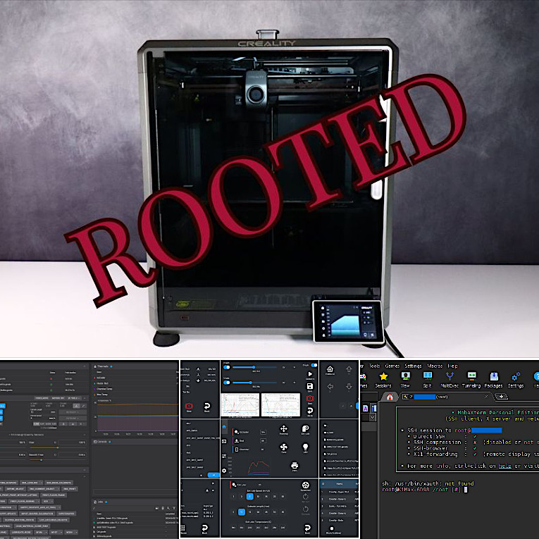 Rooted Creality K1 Max and Settings Screens