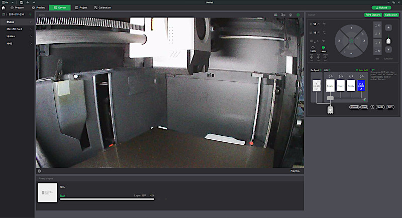Live View Device Tab via Bambu Slicer