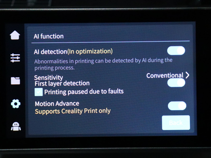 AI Detection Settings on the Screen