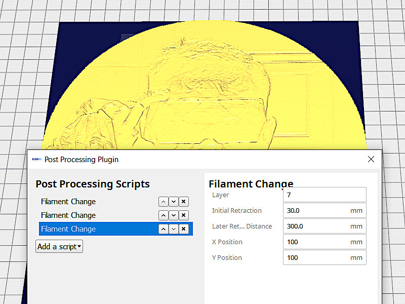 Filament Change Setting in Cura