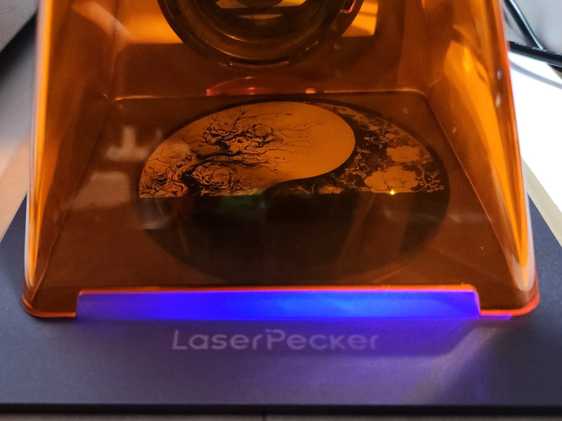 Engraving on the Black Acrylic in Progress