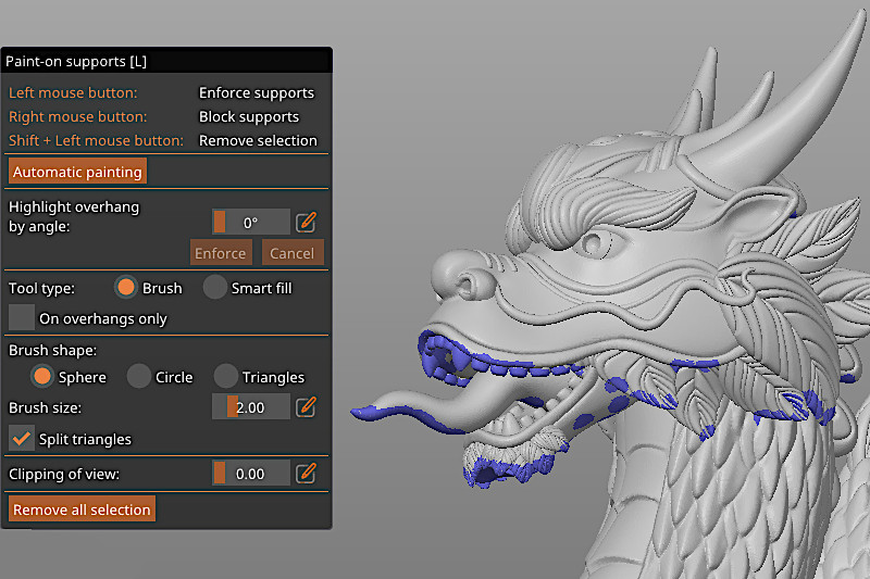 Paint-on Supports Settings