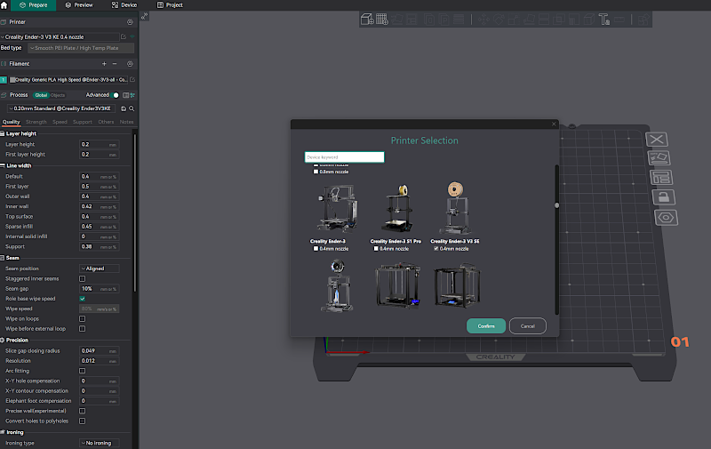 Orca Slicer Screen