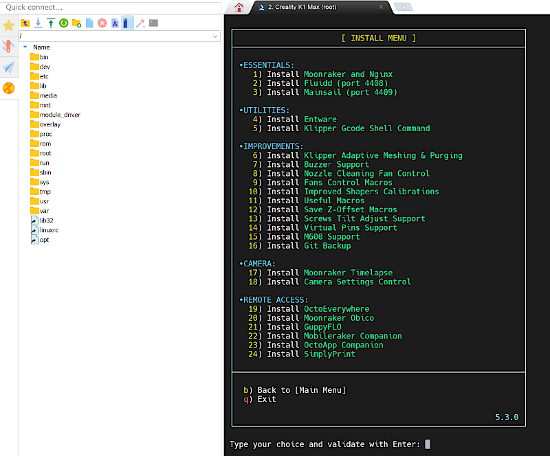 Install Menu