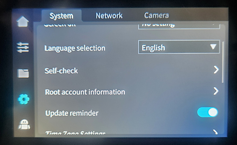 K1 Max System Settings