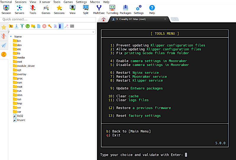 Tools Menu