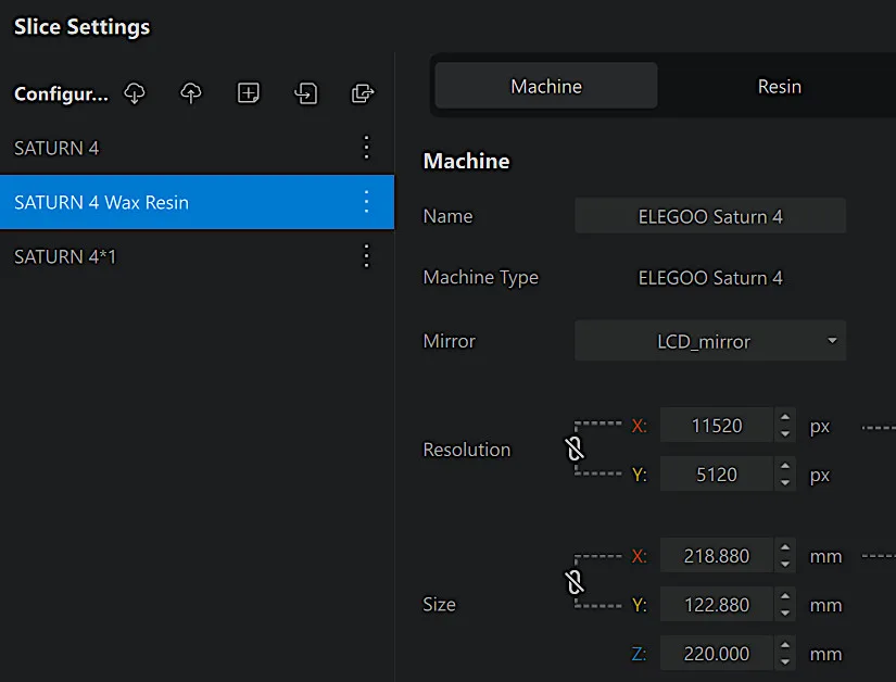 Elegoo Saturn 4 Settings in CHITUBOX