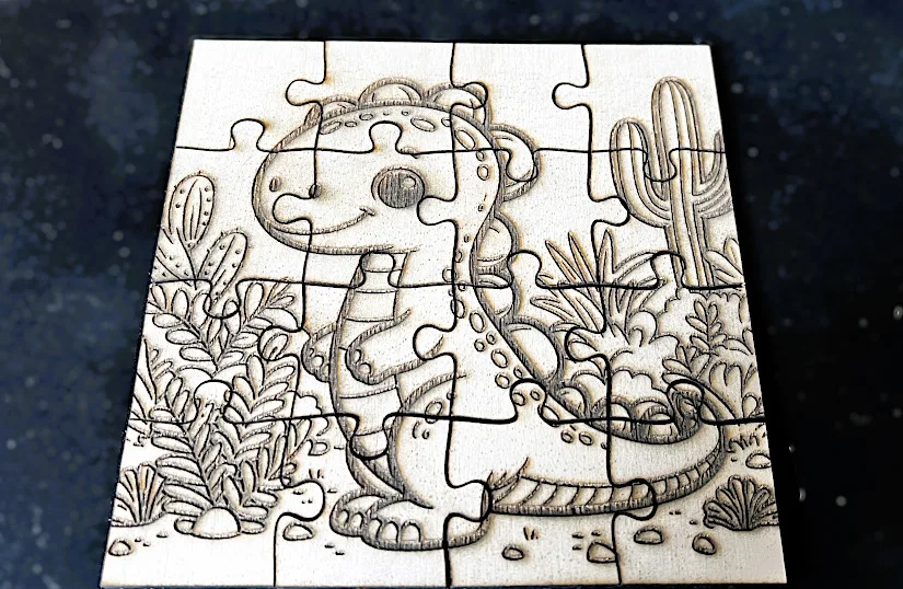 Jigsaw puzzle - cut and engraved in one pass