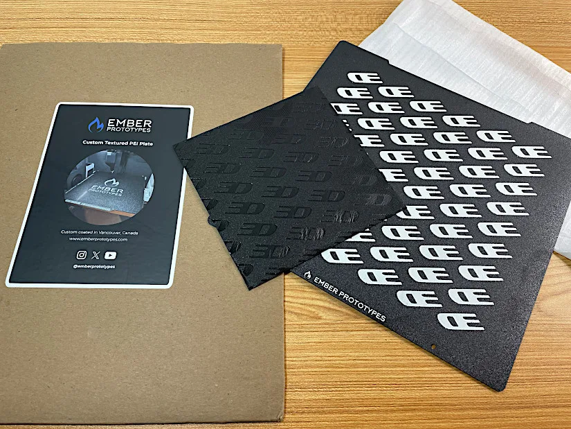 Unpacked Custom Build Plate and Test Print with Texture