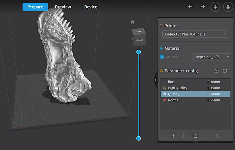 Creality Print 5 Preview Screen and 3D Model