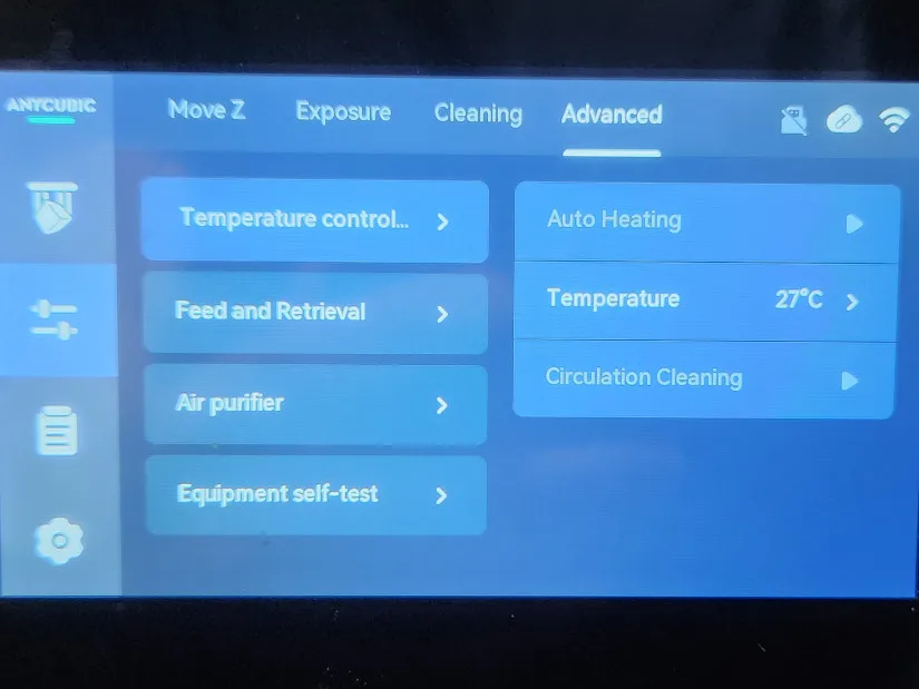 Advanced Settings Menu