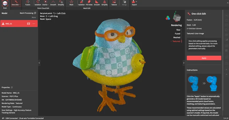Bird toy colored mesh