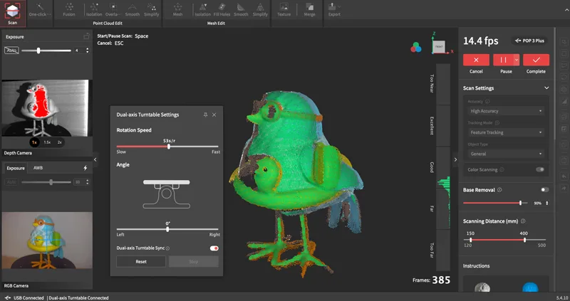 Bird toy mesh in Revo Scan 5