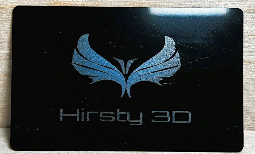 Engraved Hirsty3D Logo Card