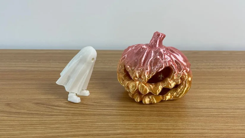 3D Printed Ghost and Pumpkin