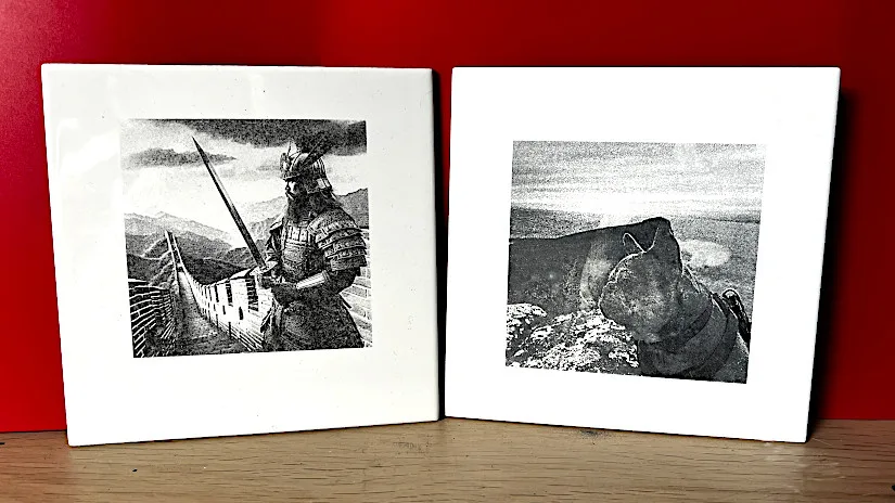Images Laser Engraved on White Tiles