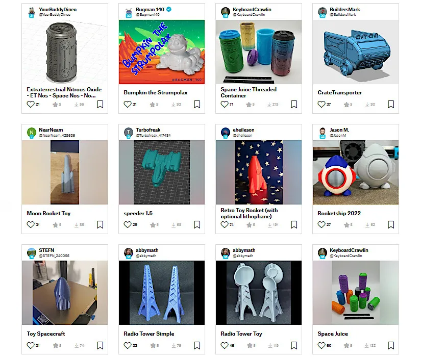 Space Themed Models on Printables