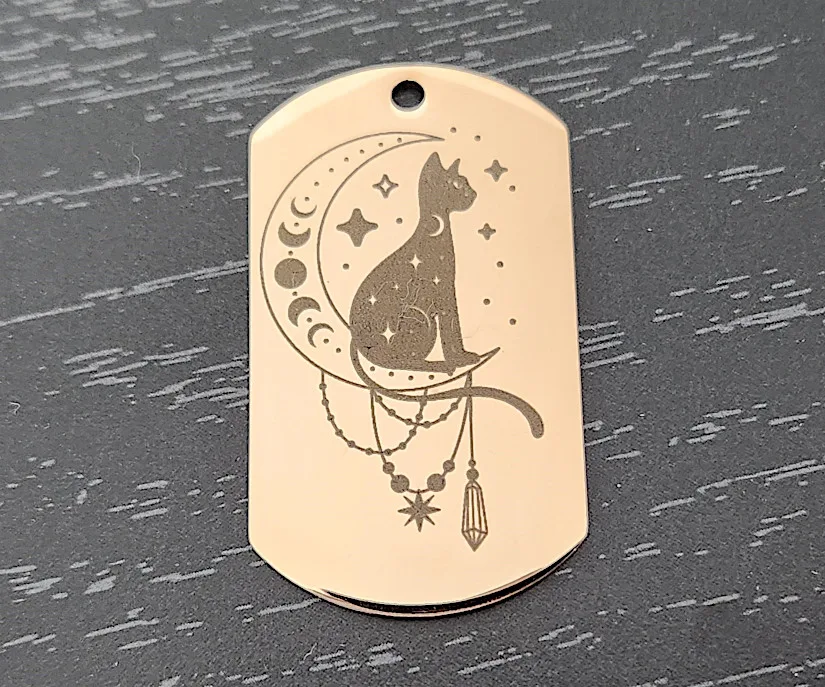 Cat Design on Military Pendant