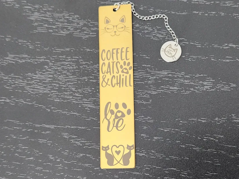 Cat Themed Gold Plated Bookamark