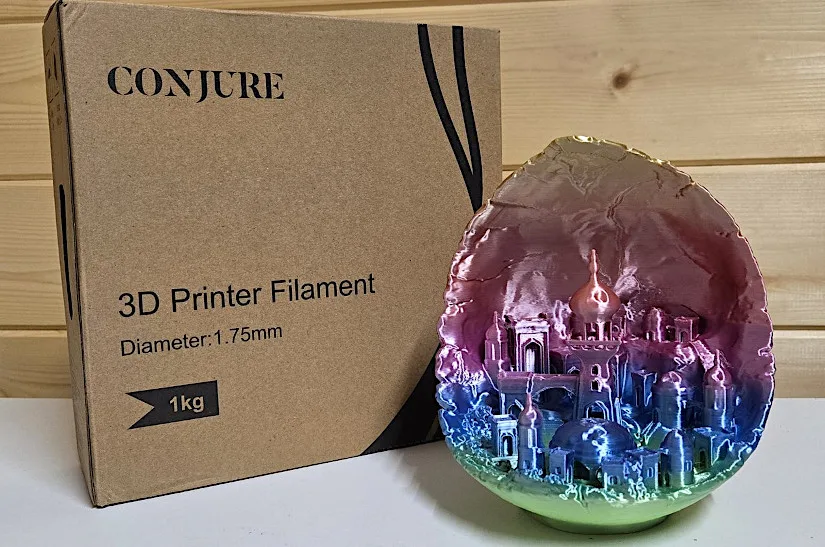 Conjure Silk Rainbow PLA - Box and Test Print