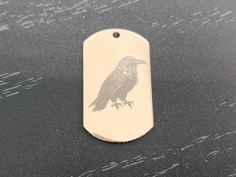 Engraved Raven Dog Tag
