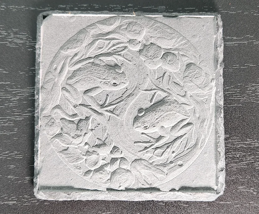 Frogs Art Work Embossed on Slate Stone