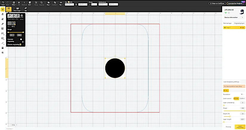 Greyscale Embossing - Preview in LaserPecker Design Space Software