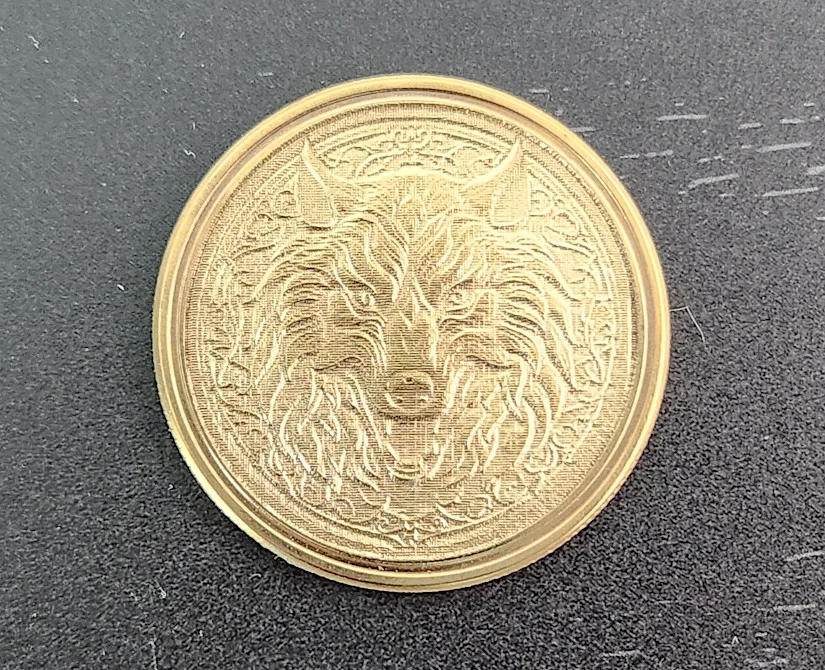 Laser Embossed Wolf Coin