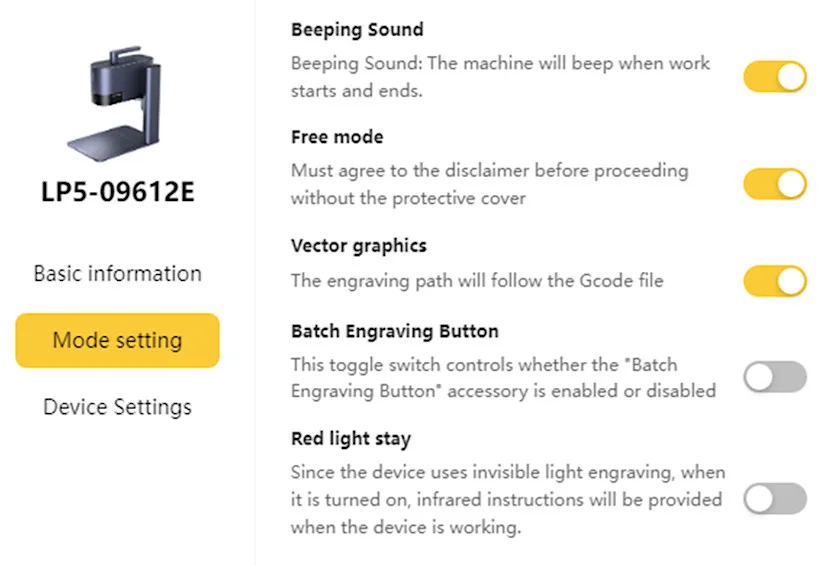 LaserPecker LP5 Modes and Settings