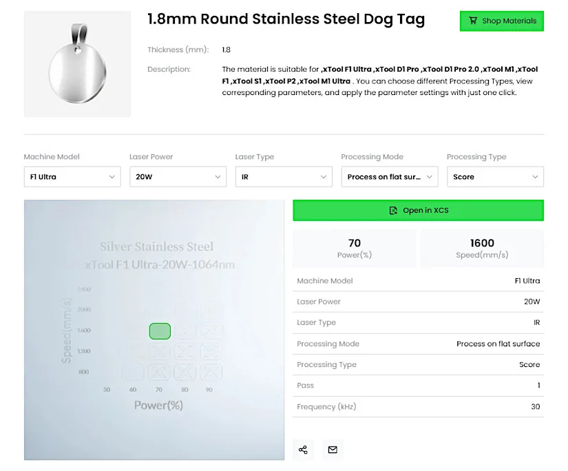 Settings for Stainless Steel Dog Tag