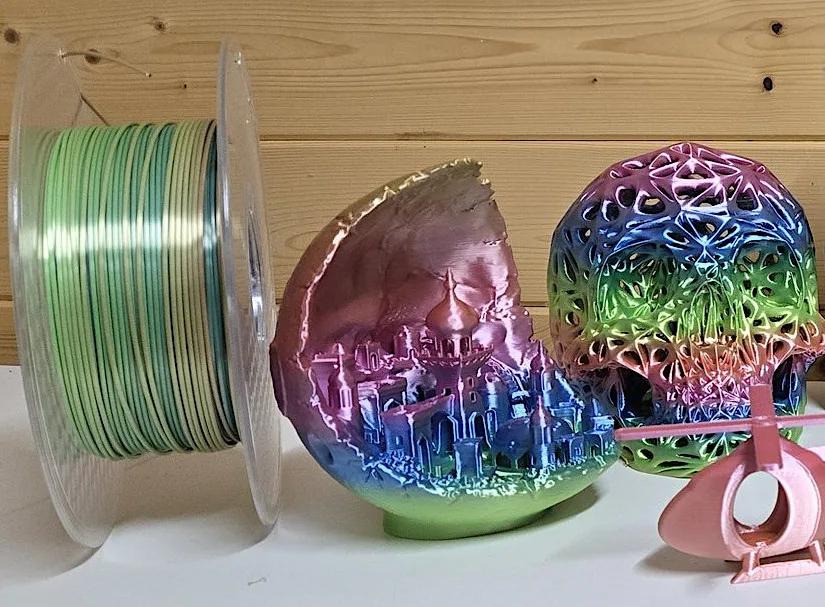 Silk Rainbow PLA Spool and Makes