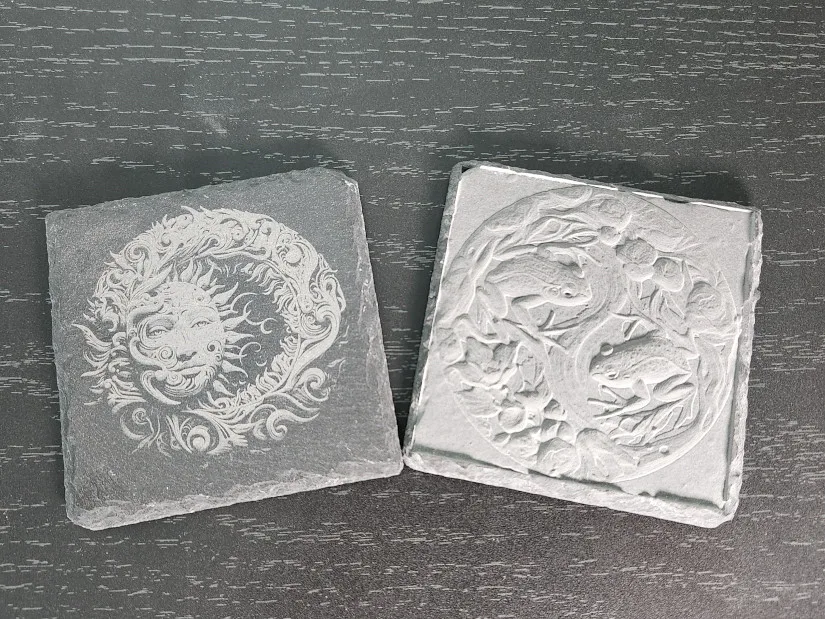 Slate Pieces Embossed and Engraved