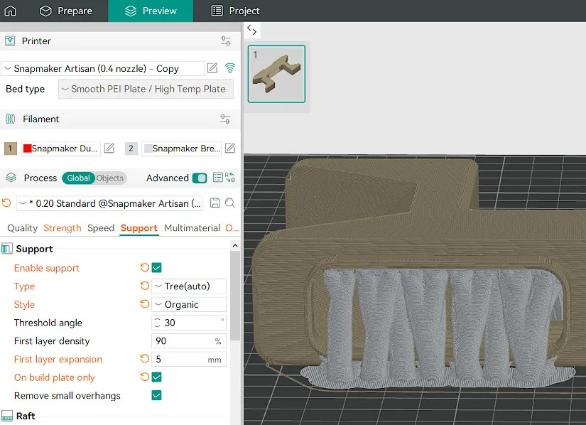Custom Organic Tree Supports in Snapmaker Orca