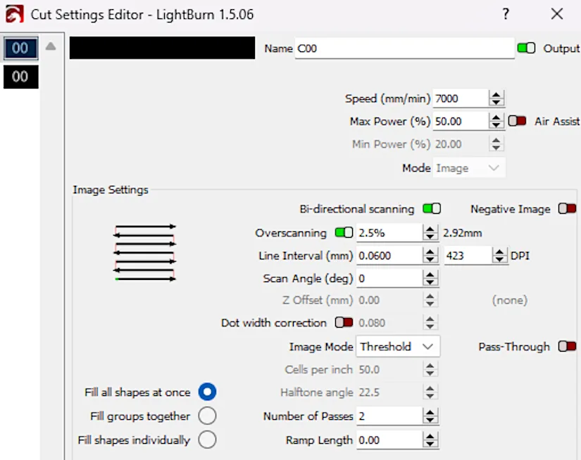 Cut Settings - LightBurn