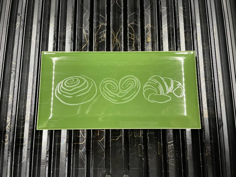 Green Ceramic Tile with Custom Engraving