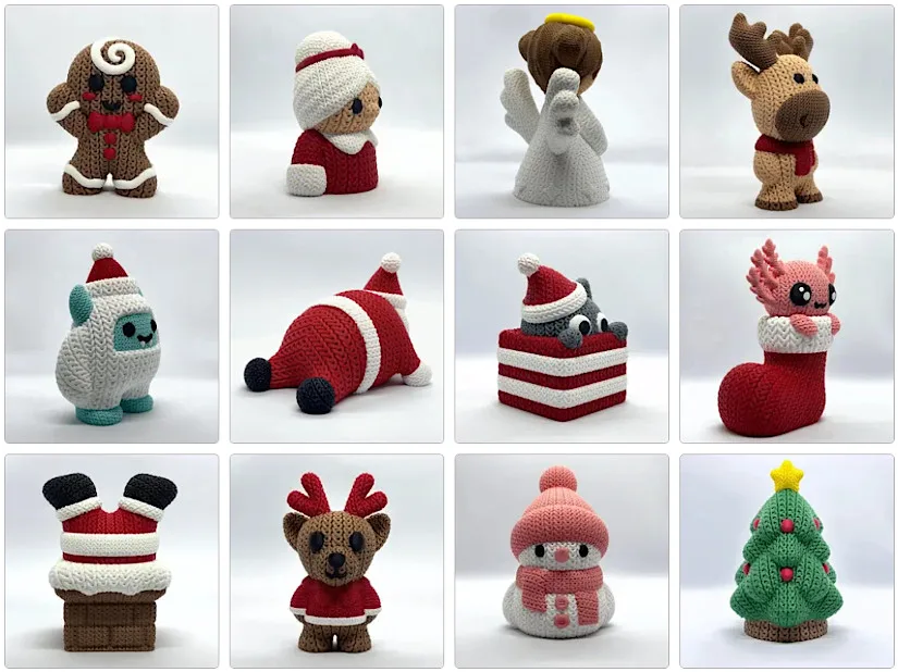 Knitted Christmas Themed 3D Print Designs