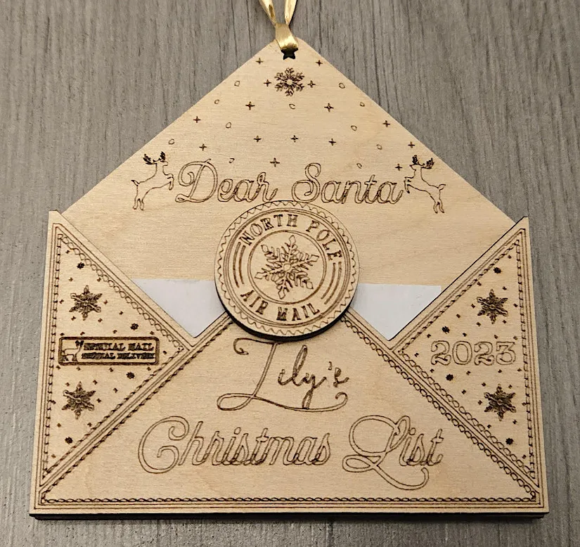 Laser Engraved Christmas Envelope
