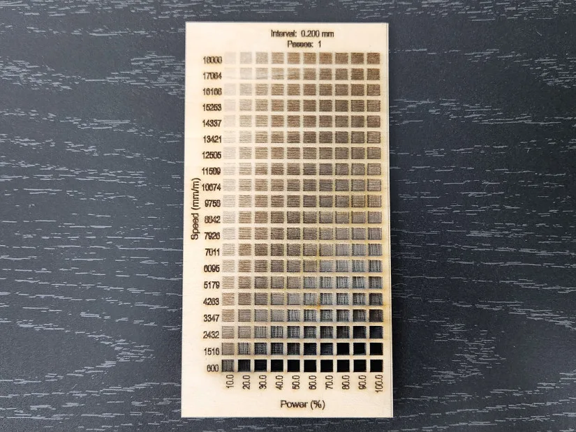 Laser Engraving Test Results