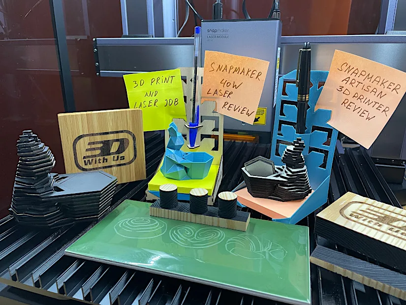 Various Laser Cut and Engraved Projects on Snapmaker Artisan