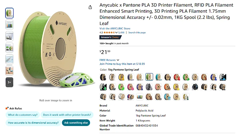Anycubic RFID Filament on Amazon