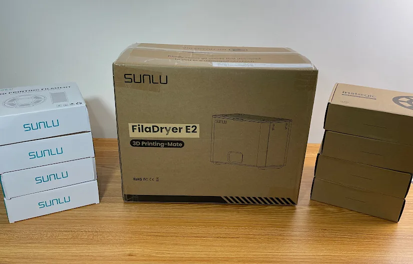 Boxed FilaDryer E2 and Filament