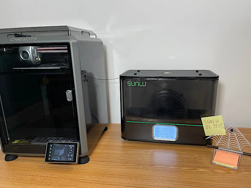 Creality K1 and SUNLU FilaDryer E2