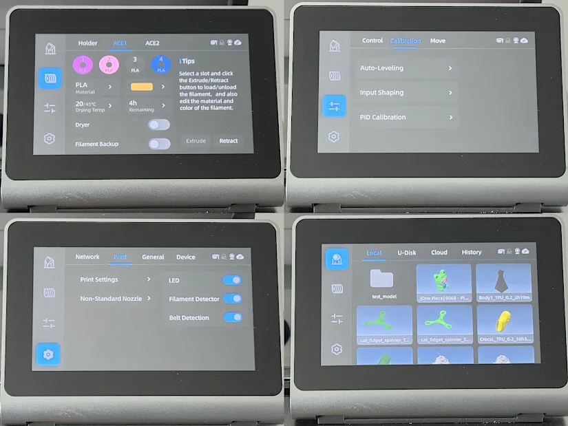 Kobra S1 menu, controls and features