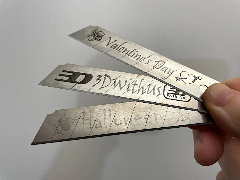 Laser-Engraved Snap-Off Blades After Cleaning