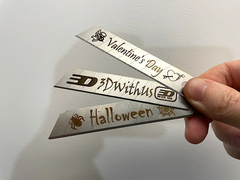 Laser-Engraved Snap-Off Blades Before Cleaning