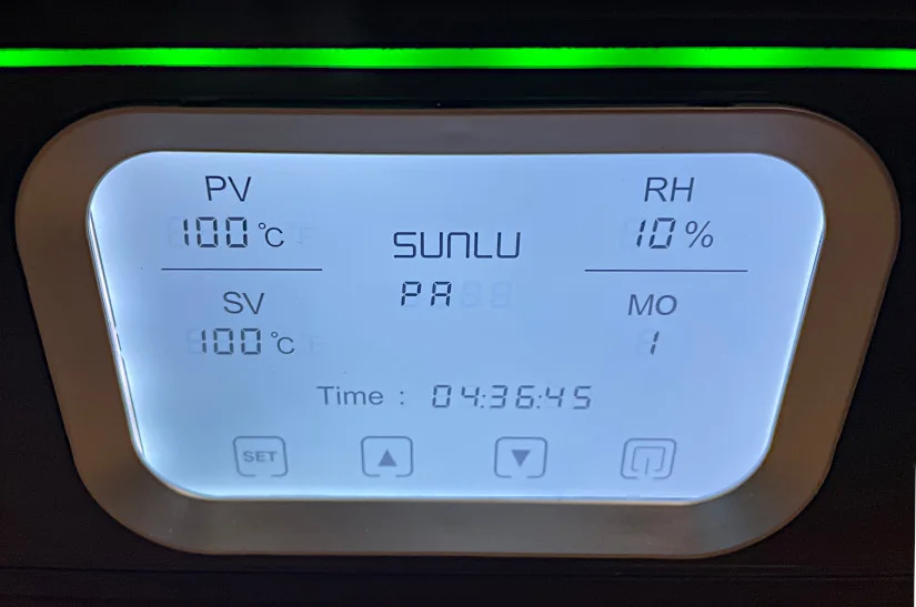 SUNLU FilaDryer E2 Screen and Settings