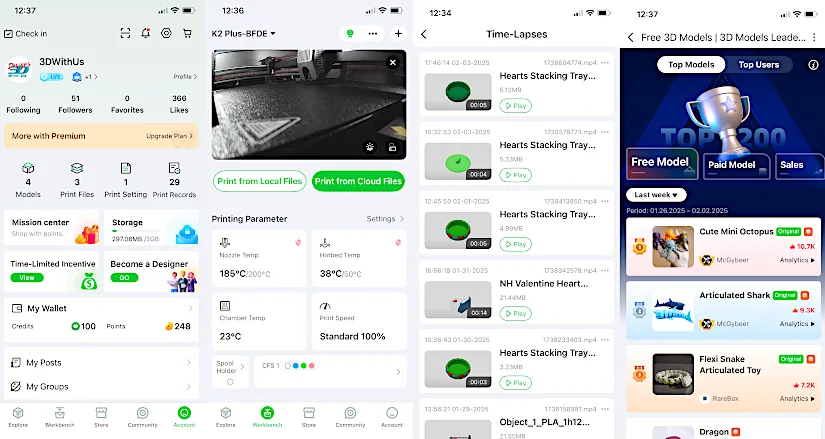 CrealityCloud App Screenshots