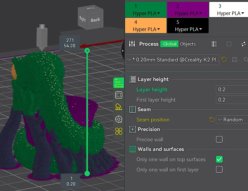 Seam Position and Supports Preview in CrealityPrint